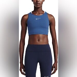 Nike women’s power running blue stripe athletic tank sports bra large